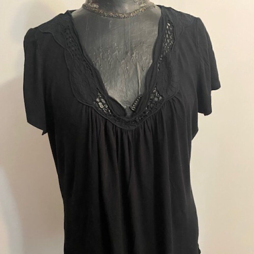 Marina Luna Black Lace V-neck neckline, size 1X